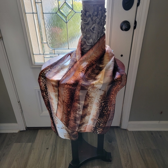 Silken Animal Print Semi Sheer Scarf - Picture 1 of 5
